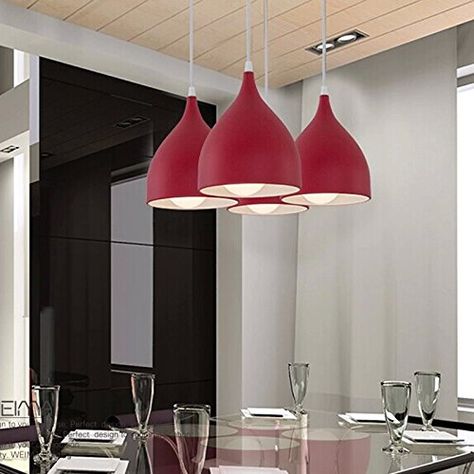 OAKLIGHTING Tulip Kitchen Modern Ceiling Pendant Light Fixture Hang Lamp ( Red).   #lightfixtures #lighting #decor #lights #remodeling #pendantlight Elegant Red Pendant Earrings, Red Polished Pendant Jewelry, Red Pendant Lights Over Kitchen Island, Red Pendant Light, Metal Lamp Shade, Kitchen Ceiling, Hanging Light Fixtures, Kitchen Pendant Lighting, Modern Ceiling