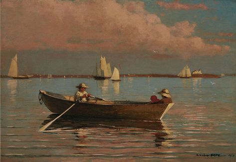 Rowboat Painting, Famous Landscape Paintings, Winslow Homer Paintings, Maritime Painting, World Famous Paintings, Art Terms, Winslow Homer, Famous Paintings, American Painting