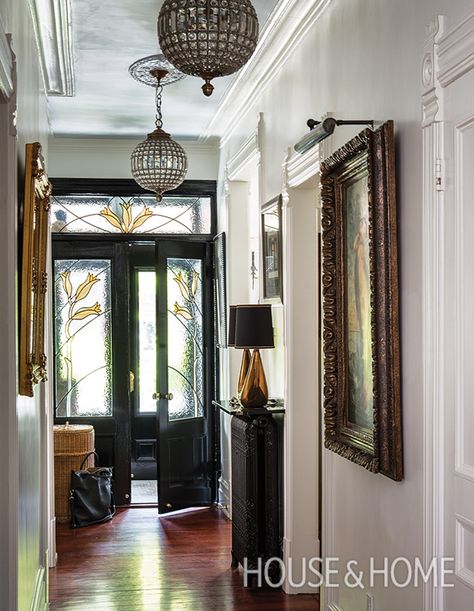 Montreal Interior Design, City Condo Interior Design, Montreal Townhouse, Small Foyer Design, Statement Entryway, European Apartment, Darryl Carter, Contemporary Hallway, City Condo