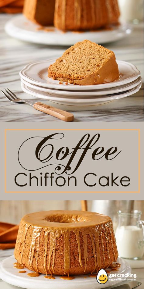 Mocha Chiffon Cake Recipe, Coffee Chiffon Cake Recipe, Chocolate Chiffon Cake, Cake Decorating For Beginners, Sponge Cake Recipes, Coffee Cake Recipes, Chiffon Cake, Bread Cake, Baking Sweets