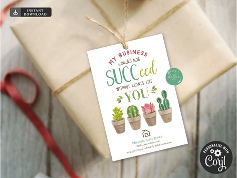 Succulent Gift Tag, Pop By Gifts, Referral Gifts, Pop By Ideas, Marketing Gift, Succulent Gift, Dental Marketing, Succulent Gifts, Leadership Coaching