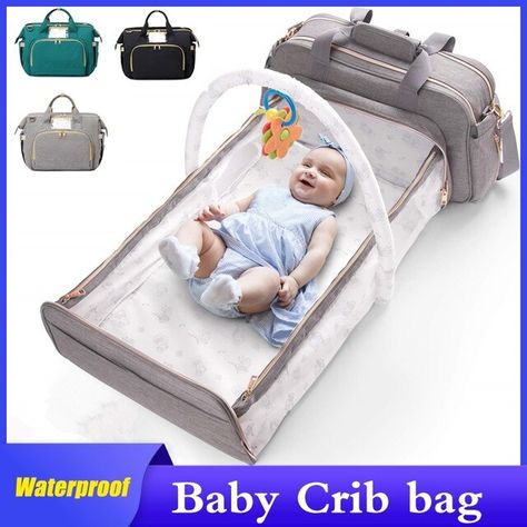 3 In 1 Diaper Bag Backpack Foldable Baby Bed Waterproof Travel Bag with USB Charge Diaper Bag Backpack with Changing Bed _ - AliExpress Mobile Baby Travel Bed, Portable Baby Bed, Travel Bassinet, Portable Bassinet, Diaper Storage, Best Diaper Bag, Travel Baby, Waterproof Travel Bag, Best Baby Gifts