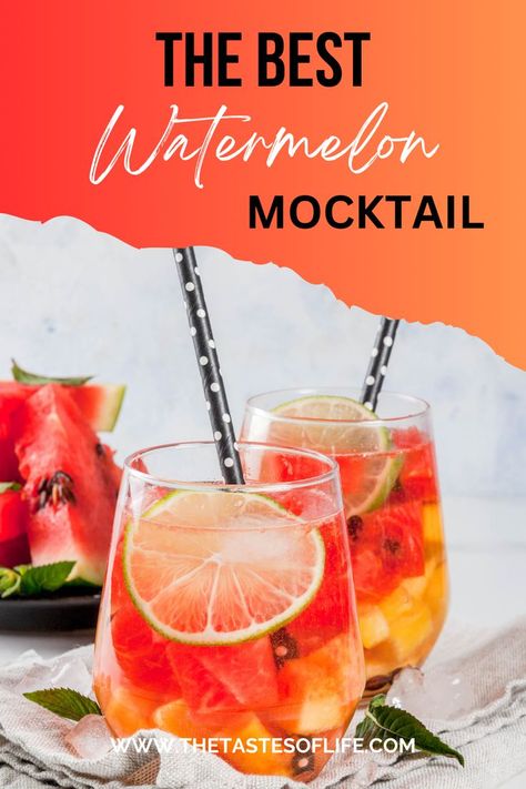 The Best Watermelon Mocktail Elderflower Syrup Recipe, Watermelon Mocktail, Sangria Mocktail, Best Watermelon, Watermelon Sangria, Watermelon Drink, Infused Water Recipes, Refreshing Food, Fun Salads