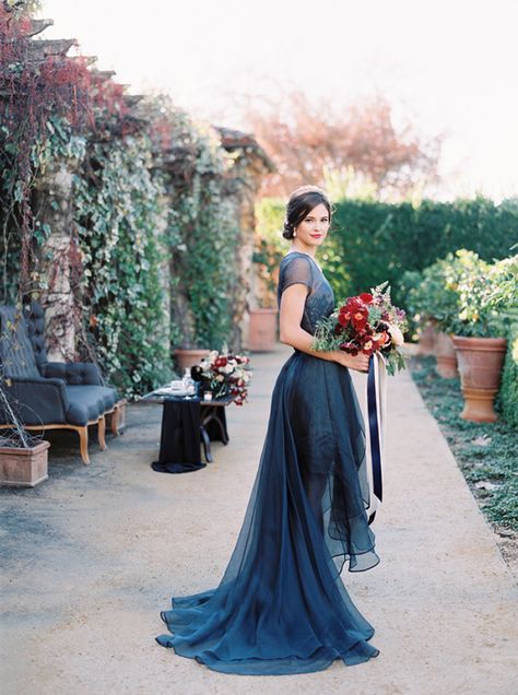 Alternative Wedding Dress Blue, Blue Wedding Dress Aesthetic, Jewel Tone Wedding Dress, Midnight Blue Wedding Dress, Blue Reception Dress, Blue Velvet Wedding Dress, Mauritian Wedding, Indigo Wedding Dress, Dark Blue Wedding Dress