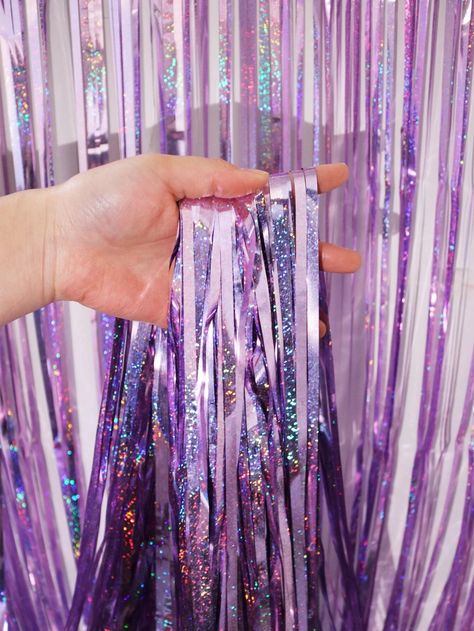 1pc Party Glitter Tassel Curtain | SHEIN USA Pink Purple Black Party Decor, Amethyst Theme Party, Amethyst Birthday Party, Speak Now Party Decorations, Euphoria Party Aesthetic, Purple Party Ideas, Purple Themed Party, Purple Birthday Party Ideas, Purple Themed Birthday Party