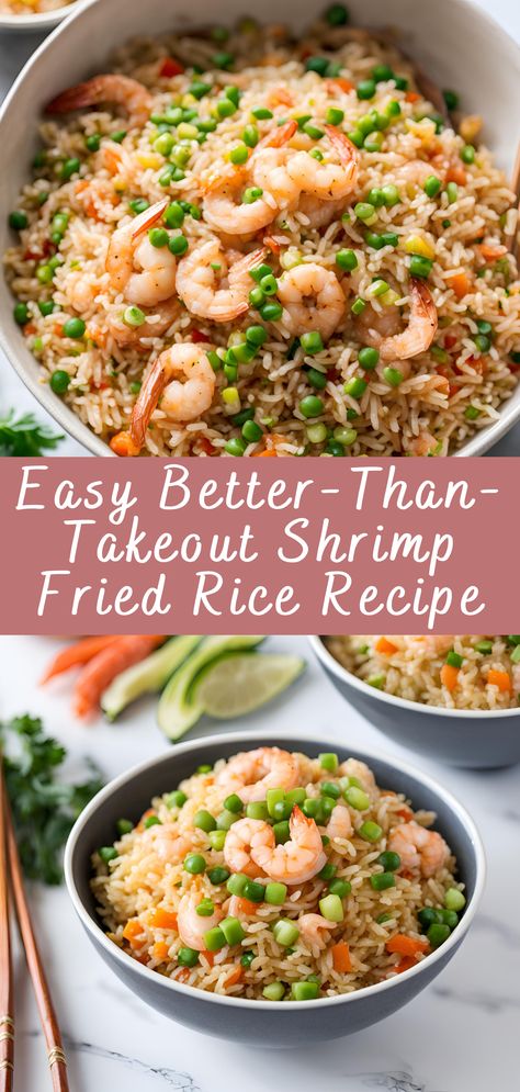 Easy Better-Than-Takeout Shrimp Fried Rice Recipe | Cheff Recipes Easy Shrimp Fried Rice Recipe Simple, Diy Shrimp Fried Rice, Fried Rice With Shrimp Recipes, Shrimp Fried Rice Gluten Free, Shrimp Jasmine Rice Recipe, What To Do With Frozen Shrimp, Shrimp Stir Fry Rice Recipes, Simple Shrimp Fried Rice Recipe, Fried Rice Shrimp Recipes