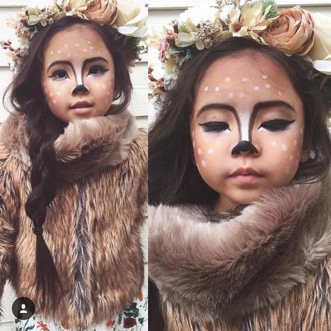 Deer Halloween Costumes, Christmas Party Makeup, Deer Makeup, Halloweenský Makeup, Deer Costume, Kids Face Paint, Pretty Halloween, Kids Makeup, Halloween Make Up