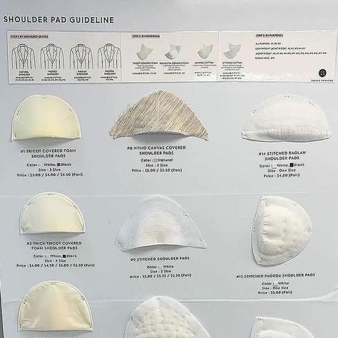 Sewing and Design School on Instagram: "If your coat or jacket pattern calls for a shoulder pad, it means the shoulder line was raised to accommodate it. A shoulder pad defines the shoulder and smooths out the hallow that falls below your collar bone over to your arm. Find your shoulder pads at Pacific Trimming in New York. @pacifictrimming   This New York store also Carrie’s zippers, buttons, ribbons, trims and sewing notions. A must stop if your are in the garment district.   #fabricshopping #shoulderpads #sewistsofinstagram #tailoringsupplies #sewingsupplies #pacifictrimming  #buttons #zippers #ribbons #trims" Shoulder Pads Fashion, The Hallow, Collar Bone, Design School, Jacket Pattern, Sewing Notions, Fabric Shop, Sewing Supplies, School Design