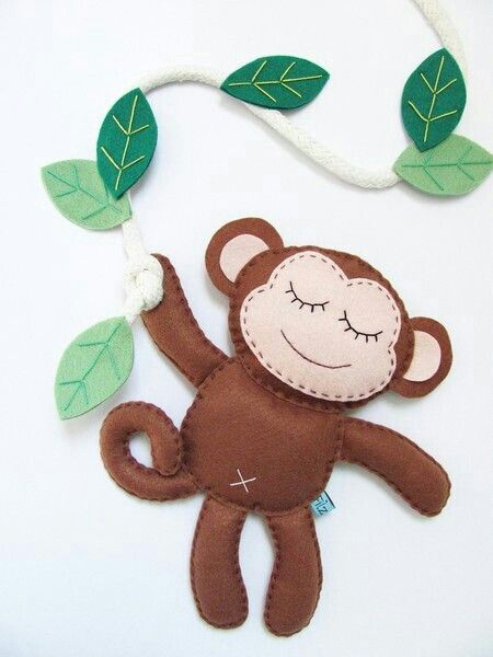 Monkey Pattern, Felt Books, Felt Ideas, Felt Pattern, Felt Patterns, Felt Craft, Fabric Animals, Felt Projects, Quiet Books