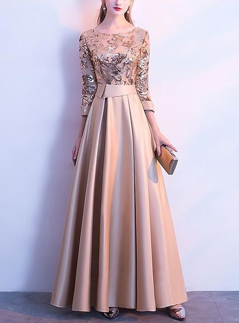 Rose Gold Prom Dress, Sequin Long Dress, Gold Prom Dresses, Elegant Prom, Satin Evening Dresses, فستان سهرة, Prom Formal, Sparkly Dress, Formal Dresses For Women