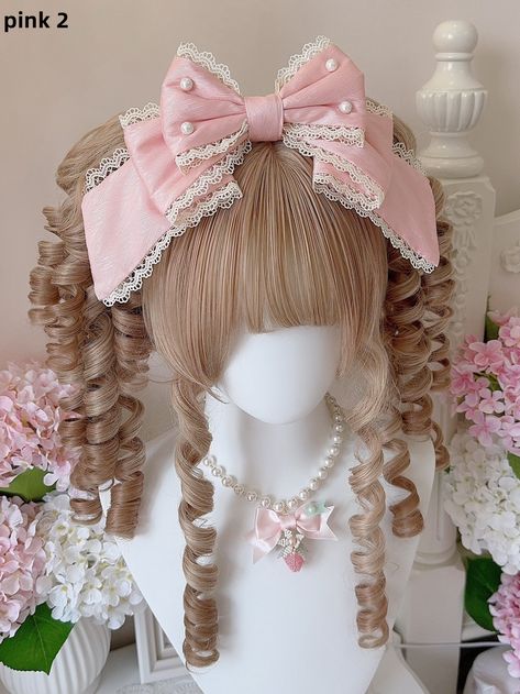 Introducing our charming 6 colors bead details sweet big bow KC, a must-have accessory for any Lolita or Kawaii fashion enthusiast. This headpiece features a large, beautifully crafted bow adorned with delicate bead details, available in six enchanting colors to perfectly complement your outfit. The exquisite craftsmanship and attention to detail make this KC a standout piece that adds a touch of elegance and whimsy to any look. Whether you're dressing up for a special occasion or adding a bit o Candy Hair Accessories, Ribbon Headpiece, Idol Accessories, Y2k Bows, Bows Fashion, Kawaii Hair Accessories, Cute Hair Accessories, Types Of Bows, Candy Hair