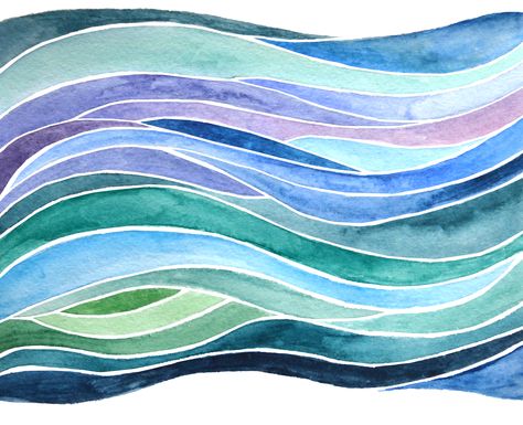 Watercolor Waves Simple, Zentangle Waves, Beach Kiosk, Ocean Wave Drawing, Watercolor Whimsy, Abstract Watercolors, Watercolor Waves, Ocean Illustration, Wave Drawing