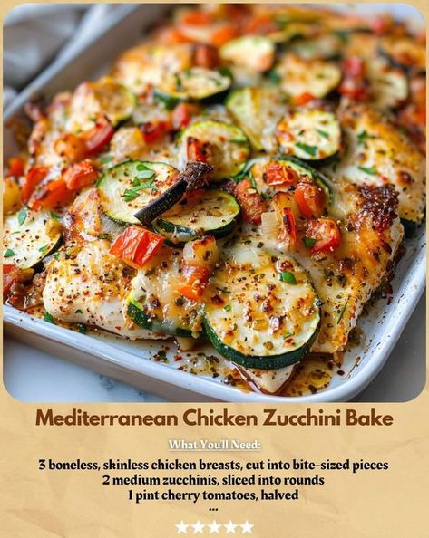 Chicken And Zucchini Bake, Valerie Bertinelli Recipes Food Network Chicken, Mediterranean Diet Zucchini Recipes, Mediterranean Chicken Zucchini, Chicken And Squash Recipes, Mediterranean Zucchini Chicken Bake, Chicken Zucchini Casserole Healthy, Mediterranean Chicken And Zucchini, Mexican Chicken And Zucchini Recipes