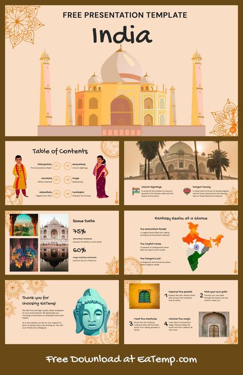 India 13 India Presentation Template, Canva Templates Ideas, Aesthetic Canva Templates, Canva Templates Instagram Post, Me Template, Pitch Presentation, About Me Template, Free Ppt Template, Presentation Slides Design