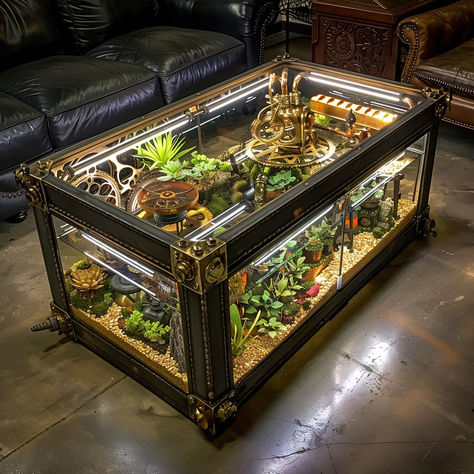 TERRARIUM COFFEE TABLE, HOME DECOR IDEAS, DECOR IDEAS Terrarium Furniture, Terrarium Coffee Table, Table Terrarium, Fish Tank Coffee Table, Terrarium Table, Living Room Center, Table Home Decor, Reptile Room, Aesthetic House