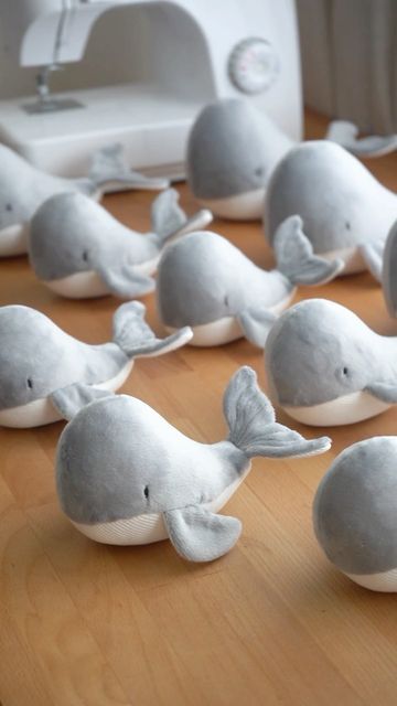 Sew Decor, Stuffed Whale Pattern Free, Whale Plush Pattern Free, Fabric Whale Pattern Free Sewing, Handmade Dolls Tutorial, Ikea Whale Plush, Whale Soft Toy Pattern, Baby Deco, Doll Plushies