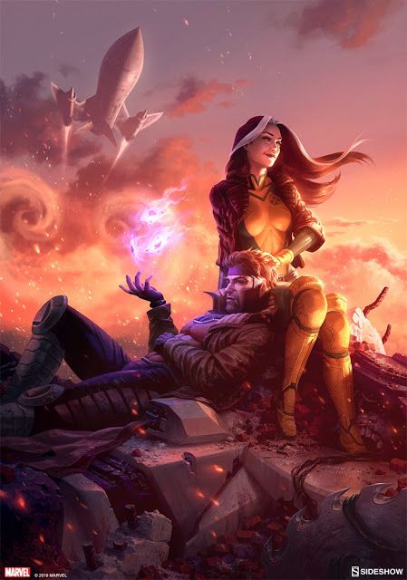 'Rogue & Gambit' print by Fabian Schlaga for Sideshow Collectibles Gambit Wallpaper, Gambit X Men, Gambit Marvel, Marvel Rogue, Rogue Gambit, Marvel Xmen, Marvel Characters Art, Marvel Artwork, Uncanny X-men