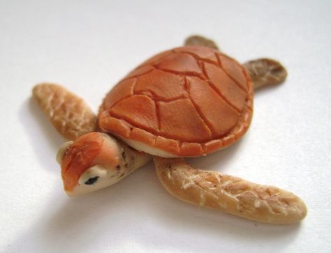 Handmade polymer clay great turtle   For more, visit: https://www.facebook.com/TessaWorkshop Clay Turtles, Polymer Clay Turtle, Clay Turtle, Polymer Clay Figures, Sculpey Clay, Poly Clay, Animal Portraits, Polymer Clay Animals, Polymer Clay Dolls