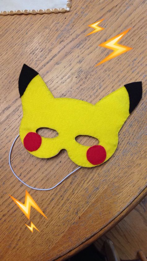 Pikachu felt mask                                                       … Pikachu Mask Diy, Diy Pikachu Costume Kids, Pikachu Costume Kids, Pikachu Costume Diy, Diy Pikachu Costume, Pikachu Mask, Pokemon Masks, Lila Party, Pikachu Costume