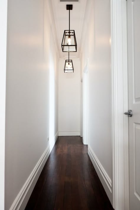 Narrow Hallway Lighting, Small Hallway Lighting, Hallway Light Fixtures, Dark Hallway, Narrow Hallway Decorating, Hall Lighting, Upstairs Hallway, Entryway Lighting, Cottage Renovation