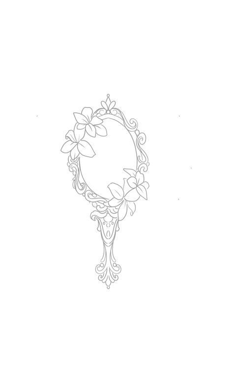 Oval Mirror Tattoo, Hand Held Mirror Drawing, Mirror Tattoo Simple, Mirror Tattoo Vintage, Mirror Tattoo Design, Evil Mirror, Vintage Mirror Tattoo, Mirror Tattoo, Mirror Tattoos