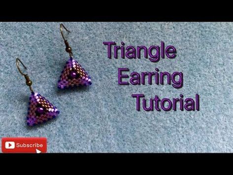 Floating bead triangle earrings - YouTube Earring Video, Bead Earring, Beaded Earrings Tutorials, Bead Embroidery Tutorial, Wire Jewelry Tutorial, Beading Patterns Free, Seed Bead Tutorial, Beaded Earrings Patterns, Beads Earrings