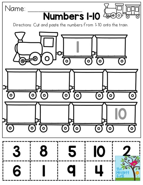 Cut and paste numbers 1-10. You could use this as a one-time activity, or laminate it and use it over and over again in the classroom! Preschool Number Worksheets, Number Worksheet, Transportation Preschool, Learn Numbers, Preschool Math Worksheets, 2nd Grade Worksheets, Numbers Preschool, Number Worksheets, Kindergarten Math Worksheets