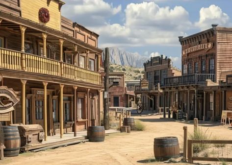 Fantasy Western Town, Sci Fi Western Town, Bikeriders Aesthetic, Western Village, Ghost Towns Of America, Wild West Saloon, Wild West Town, Cowboy Town, Old Western Towns