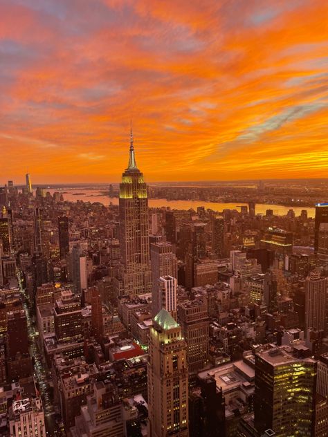 Skyline Sunset, City Sunset, Sunrise City, Manhattan City, New York City Night, Explore City, Orange City, Sunset City, Nyc Aesthetic