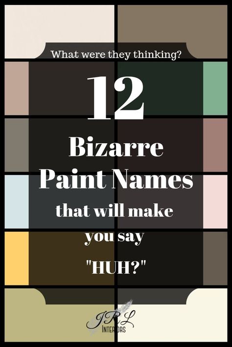 Top 12 Bizarre Paint Names Paint Color Names, Unique Color Names, Nook Bedroom, Paint Names, Weird Names, Happy Accidents, Marketing Department, Paint Color Inspiration, Popular Snacks