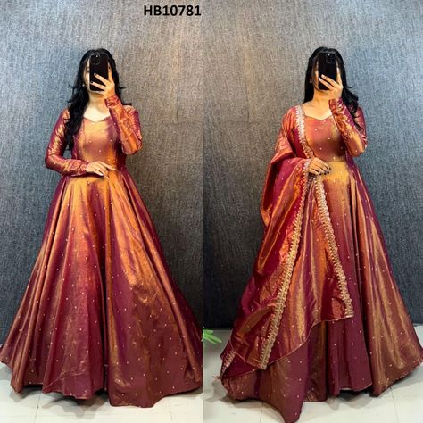 nly 70 RM Free Shipping (Free Postage)
#venzoolabel

Description :
Sku : HB10781
Size : XXS To 3XL
Banarasi Tissue Fabric
Micro Inner
26 Inches Sleeve
3mm Sequence Thread Work
2.2 Mtr Dupatta

Gown Dupatta Set Collection Saree To Gown Convert, Tissue Gown, Partywear Dresses Indian, Easy Fancy Dress, Gowns Dresses Indian, Tissue Fabric, Exclusive Gowns, Long Frock Designs, Traditional Gowns