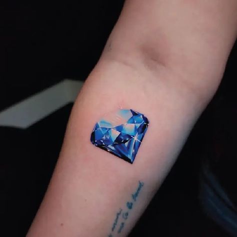 Small Realistic Shining Diamond Color Tattoo Idea & Design on Women Forearm Realistic Shining Diamond Tattoo Done At Diamond Color Tattoo, Realistic Diamond Tattoo, Diamond Tattoo, Female Tattoos, Diamond Tattoos, Chicago Flag, Idea Design, Realism Tattoo, Flag Colors