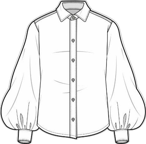 Puff Sleeve Technical Drawing, Blouse Flat Sketch Fashion Design, Flat Sketch Of Shirt, Men Shirt Technical Drawing, Women Shirt Technical Drawing, School Things, Design Drawings, Fashion Design Drawings, Technical Drawing