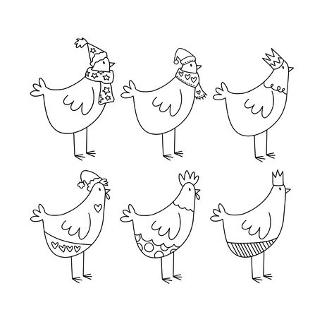 Christmas Chicken Drawing, Chicken Doodle Drawing, Chicken Doodles, Cute Christmas Svg, Chicken Clipart, Drawn Animals, Chickens In The Winter, Chicken Drawing, Cartoon Chicken