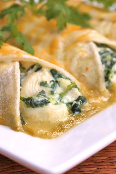 Spinach Enchiladas | "If you like spinach and Mexican food, you'll love these easy vegetarian enchiladas made with ricotta cheese and spinach." #vegetarian #vegetariandishes #vegetarianrecipes #allrecipes #vegetariancooking Weeknight Casseroles, Spinach Enchiladas, Vegetarian Enchiladas, Cheese Enchiladas, Enchilada Recipes, Spinach And Cheese, Vegetarian Cooking, Authentic Recipes, Easy Vegetarian