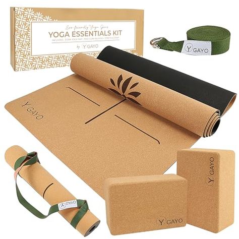 Yoga Starter, Large Yoga Mat, Stretch Strap, Cork Yoga Mat, Yoga Kit, Eco Friendly Accessories, Yoga Essentials, Yoga Gear, Yoga Equipment