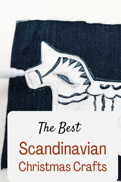 paper cut dala horse on denim with text overlay Scandinavian Christmas Crafts, Diy Scandinavian Decor, Scandinavian Christmas Diy, Swedish Christmas Traditions, Straw Ornaments, Scandinavian Christmas Ornaments, Scandinavian Christmas Trees, Photo Gifts Diy, Swedish Traditions