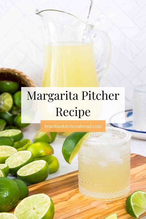 The Margarita is a classic cocktail that is easy to make for any occasion with just four simple ingredients. This margarita pitcher recipe has the right mix of lime juice, tequila and triple sec to make about eight strong servings. It's easily doubled, tripled and quadrupled for a good time — it's the BEST margarita recipe you'll ever drink! Large Batch Margarita Recipe, Gallon Margarita Recipe, Margarita Pitcher Recipe, Pitcher Margaritas, Pitcher Margarita Recipe, Margarita Mix Recipe, Margarita Pitcher, Lime Margarita Recipe, Spicy Margarita Recipe