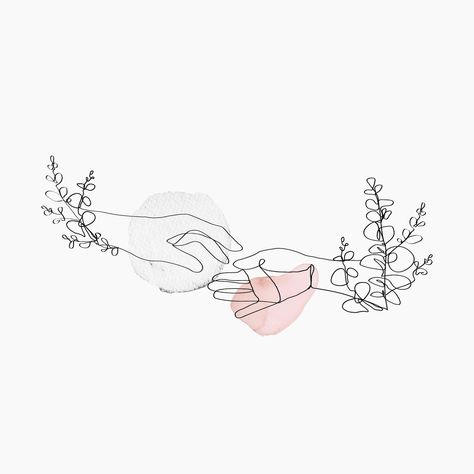 Hand Reaching Out Drawing, Pink Floral Aesthetic, Line Art Hands, Hands Vector, Trending Images, Aesthetic Illustration, Minimal Line Art, Wedding Drawing, Hand Lines