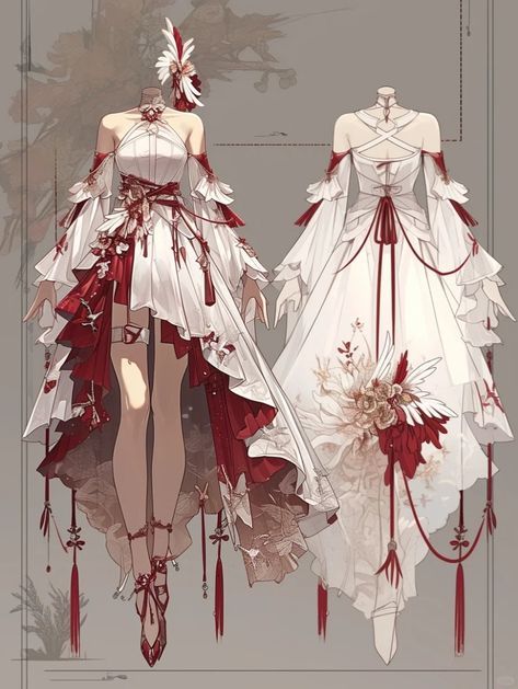 Dress Design Drawing, Fashion Drawing Dresses, Clothing Design Sketches, Drawing Anime Clothes, Anime Inspired Outfits, Dress Design Sketches, Fashion Illustration Dresses, Dress Drawing, Dress Sketches