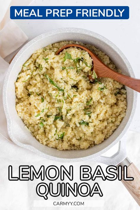 Lemon Basil Quinoa, Quinoa Recipes Side Dish, Basil Quinoa, Lemon Recipes Easy, Quinoa Side Dish, College Recipes, Lemon Quinoa, Side Dishes For Salmon, Quinoa Recipes Easy