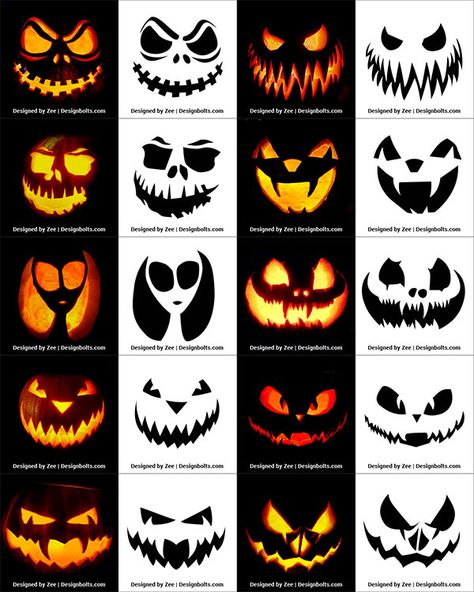 Free-Halloween-Pumpkin-Carving-Stencils--Ideas-Faces-Patterns-Printables-2018-(12 Free Printable Pumpkin Carving Stencils, Minion Pumpkin Carving, Scary Pumpkin Carving Patterns, Printable Pumpkin Carving Stencils, Patch Quotes, Stencils Ideas, Fall Instagram, Scary Halloween Pumpkins, Halloween Pumpkin Carving Stencils