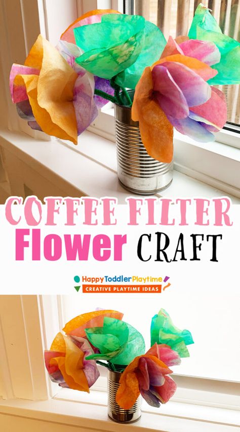 Flower Activities For Kids, Flower Activities, Educational Toddler Activities, Easy Kid Activities, Diy Mother's Day Crafts, April Art, Coffee Filter Flowers, Homemade Mothers Day Gifts, Preschool Arts And Crafts