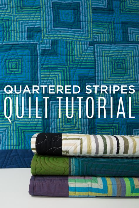 I'll never look at striped fabric the same again! Love this Quartered Stripes Quilt Tutorial on YouTube! Striped Quilts, Easy Quilting Projects, Stripe Quilt Pattern, Missouri Quilt Tutorials, Stripes Quilt, Missouri Star Quilt Company Tutorials, Missouri Star Quilt Tutorials, Quilt Videos, Quilt Pictures