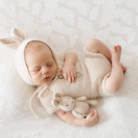 "Newborn bunny🐰romper and hat, hand-knitted from soft fluffy angora size \"newborn\" for baby photography📸. It can be made in many colors. Bunny outfit - great choice for photos of a newborn. Perfect photo prop!🍀💌" Newborn Bunny, Photo Board, Bunny Costume, Bunny Outfit, Baby Bunnies, Newborn Photo, Knit Outfit, Newborn Photos, Photo Prop