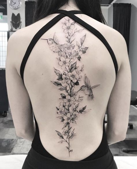 May 22, 2021 - This Pin was discovered by Tori McKinney. Discover (and save!) your own Pins on Pinterest Wiccan Spine Tattoos, No Color Tattoos For Women, Goth Back Tattoo Women Spine, Spine Flower Tattoo For Women, Floral Back Tattoo Women, Back Tattoo Floral, Flower Spine Tattoos For Women, Floral Spine Tattoos For Women, Spine Tattoos For Women Flowers