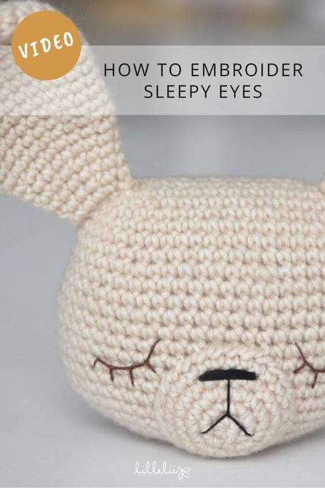 Amigurumi Eye Embroidery, Crochet Sleepy Eyes, How To Sew Eyes On Stuffed Animals, How To Sew Eyes On Amigurumi, How To Embroider Eyes On Amigurumi, Embroidery Eyes Amigurumi, Amigurumi Tips, Animal Knitting, Animal Noses