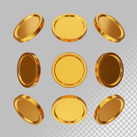 PSD gold coin set in 3d rendering isolat... | Premium Psd #Freepik #psd #gold-coin #golden-coin #coin #3d-coin Fantasy Coin Design, Gold Rendering, Coin Illustration, Gold Reference, Virtual Reality Art, Golden Coins, African Buffalo, Game Card Design, Coin Logo