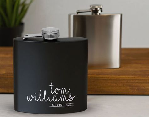 Excited to share the latest addition to my #etsy shop: Personalized Laser Engraved Steel Hip Flask, Custom 6oz Hip Flask, Alcoholic Drink Flask, Best Man Gift, Gift For Dad, Groomsmen Gift https://etsy.me/43nK5zy #black #fathersday #personalizedflask #customflask #stai Engraved Flasks Groomsmen, Personalised Flask, Engraved Flask, Groomsmen Flask, Custom Flask, Engraved Flasks, Dinner Party Summer, Best Man Gift, Veterans Day Gifts