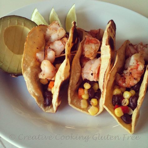 Grilled Shrimp Tacos with Corn & Black Bean Salsa Corn Black Bean Salsa, Corn And Black Bean Salsa, Low Sodium Cheese, Corn Black Bean, Grilled Shrimp Tacos, Corn And Black Bean, Black Bean Corn Salsa, Shrimp Marinade, Corn Taco